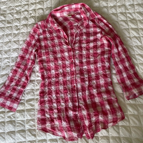 Sundance Pink Plaid Checkered Shirt - Picture 1 of 8